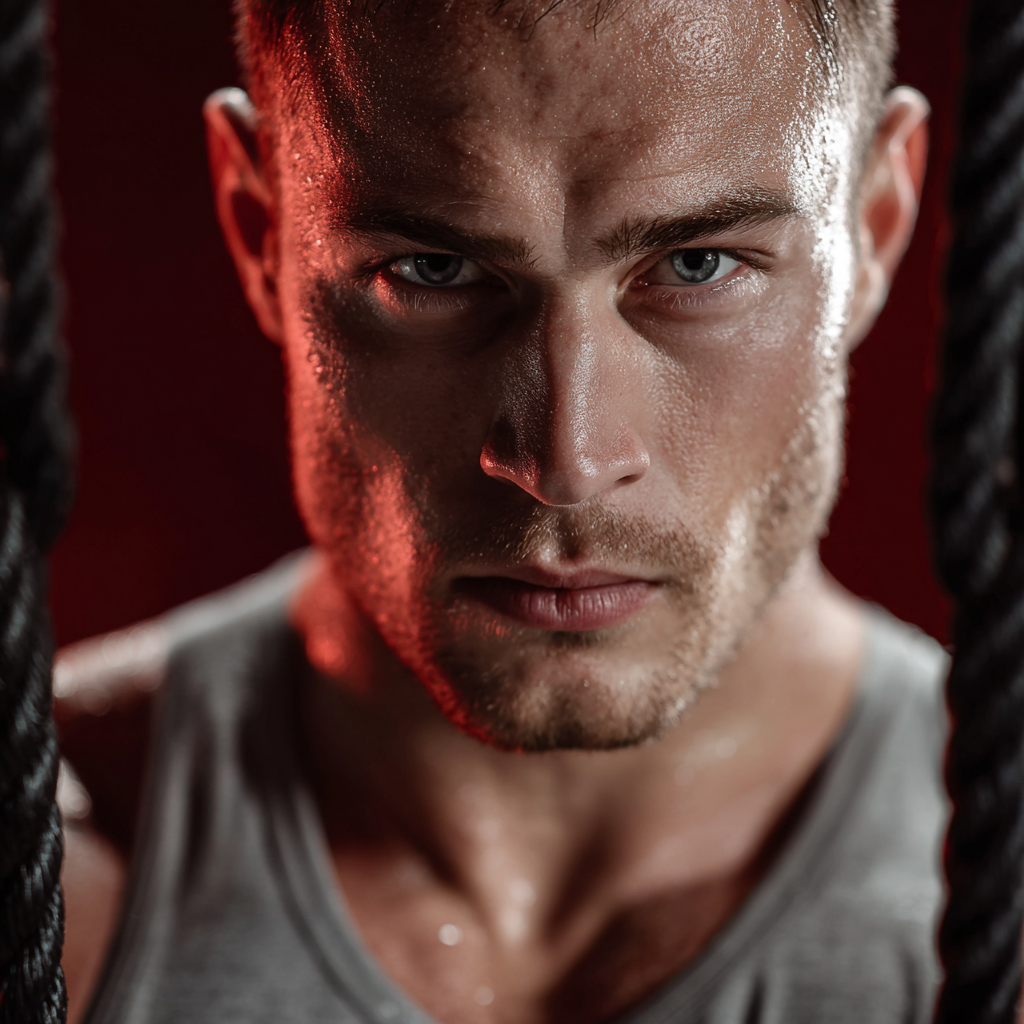 Determined man showing physical and mental transformation results through disciplined training and personal development